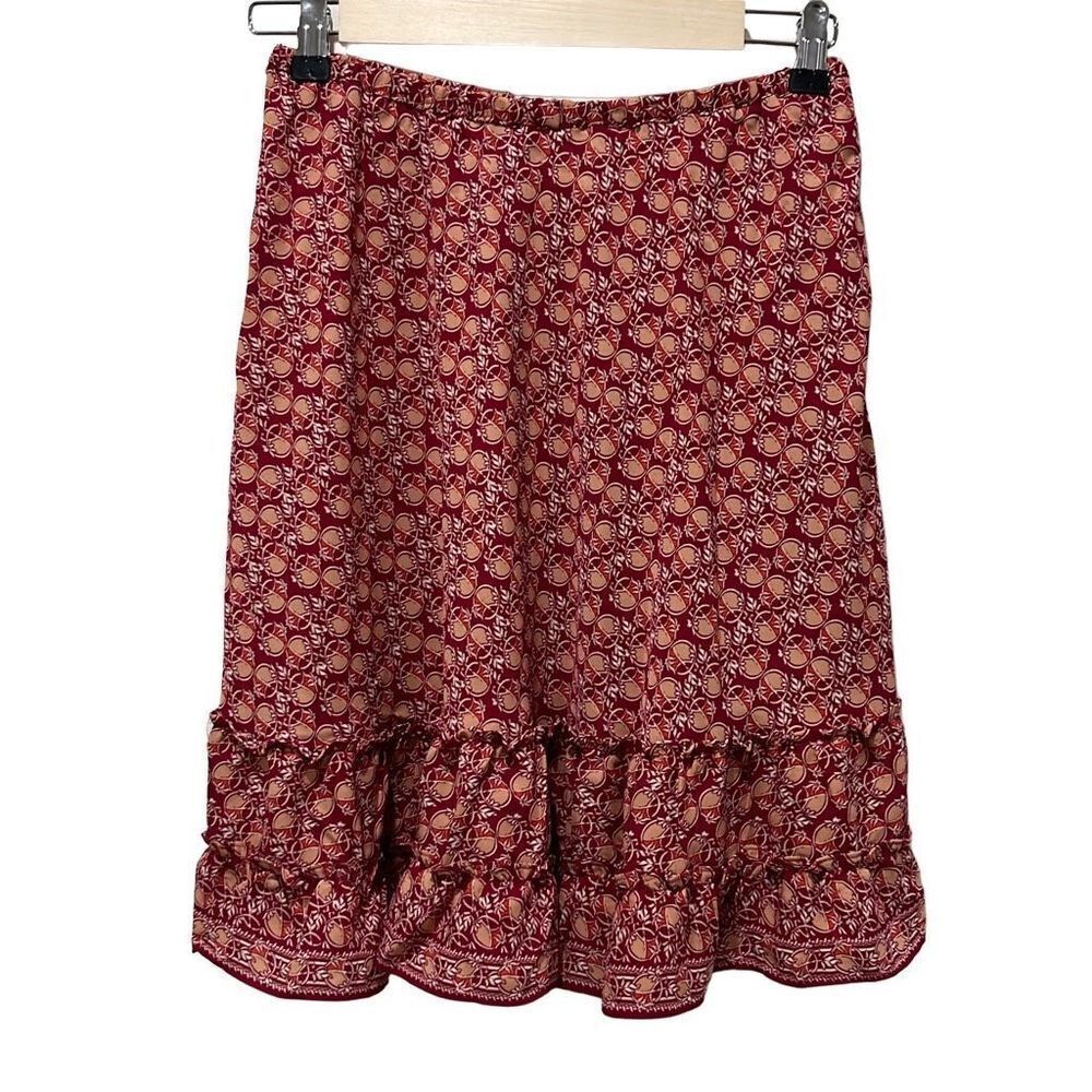 MAX STUDIO womens skirt small red midi floral cottagecore ruffles fairy NEW